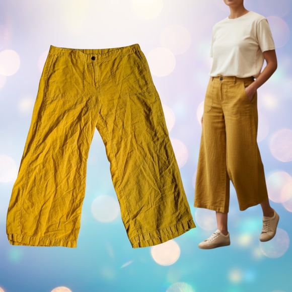 J. Jill Pants - 🔥2 For $20🔥J. Jill Love Linen Cropped Trousers  Turmeric Yellow Size M